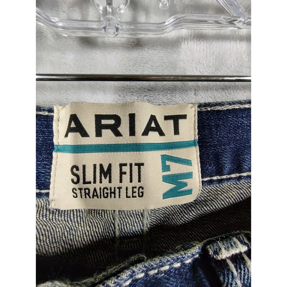 Ariat M7 Slim Fit Straight Leg Mens Jeans 31x34 Medium Wash Stretch Denim Blue